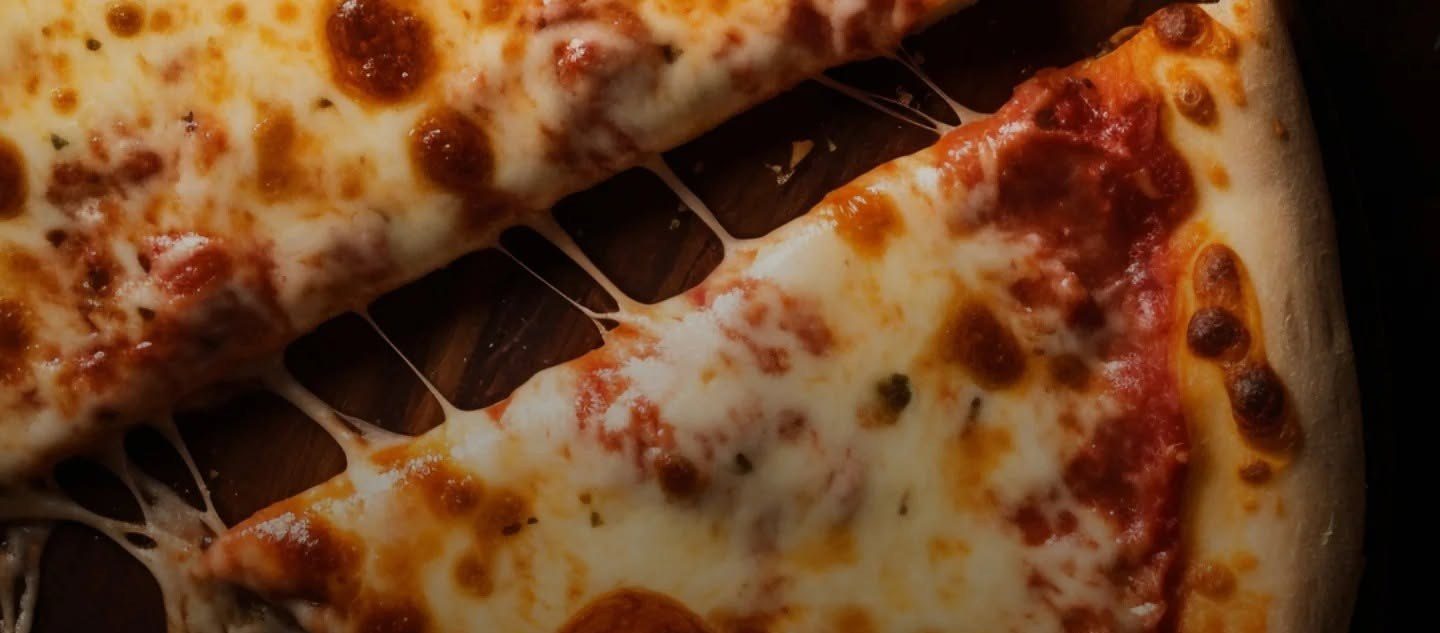 Pizza au fromage filant
